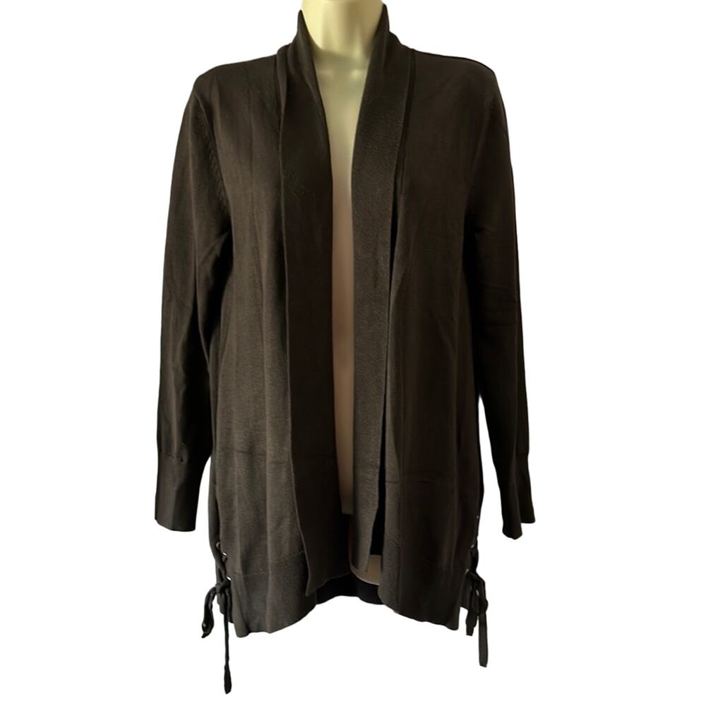 89th & Madison Dark Olive Green Tunic Length Cardigan Sweater Size M